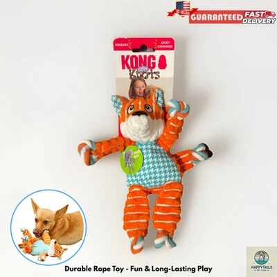 KONG Floppy Knots Fox Dog Toy - Small/Medium, Squeaky Rope Tug & Shake Play - Image 1 of 4