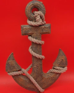 Wooden Anchor Wall Decor Distressed Beach Nautical 12 3/4" Weathered look - Picture 1 of 4