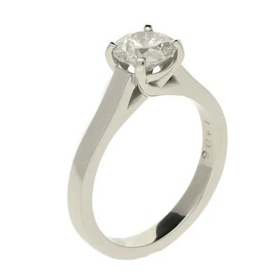 Платиновое женское обручальное кольцо с бриллиантом — 1,06 карата — размер M - Изображение 1 из 4