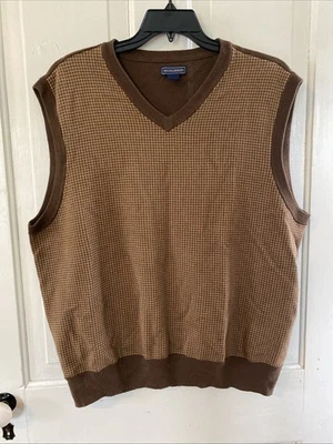Saddlebred Brown Sweater Vest Sz XL Academia Preppy Grandpa Hong Kong 100% Cotto - Image 1 of 4