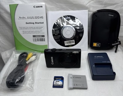 Canon PowerShot ELPH 300 HS 12.1 MP 5X Zoom BUNDLE Compact Digital Camera Black - Image 1 of 4