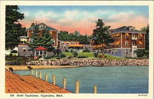 Topinabee MI-Michigan, Lakefront Hotel Topinabee, antike Vintage Postkarte - Bild 1 von 2