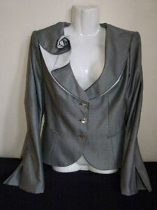 Armani Collezioni grey wool suit long sleeve jacket UK Size 12 - 14 IT Size 44