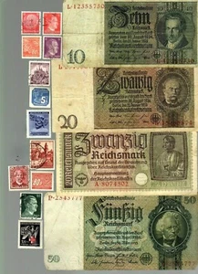 WWII GERMANY BANKNOTE AND STAMP SET # 72 - Picture 1 of 2