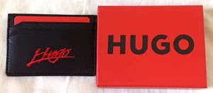 HUGO Handwritten 2.0 Gothic Script Leather Logo Card Holder - Black - RRP £69 - Bild 1 von 6