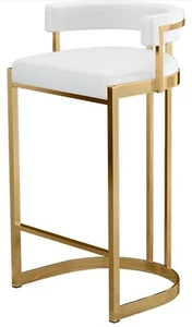 Modern Industrial Counter Bar Chair for Kitchen Island Indoor Outdoor Gold/white - Picture 1 of 8