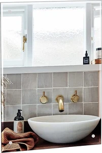 Dripex 60 x 45cm Rectangular Frameless Bathroom Wall Mirror with Bevelled Edge - Picture 1 of 8