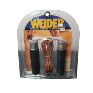 Cuerda de saltar de cuero con peso ajustable Weider 9' con asas con peso NUEVO - Imagen 1 de 7