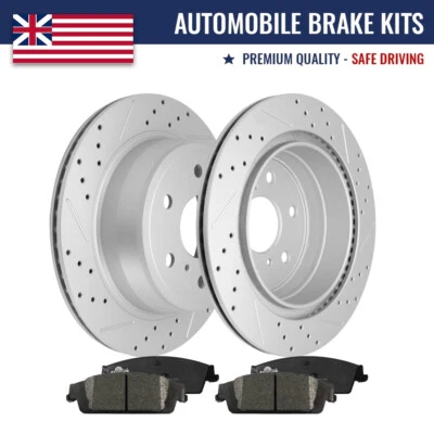 Rotores de disco traseros y pastillas de freno de cerámica para Cadillac Escalade ESV 2015-2020 Foto 1 de 4