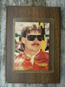 Vintage 1993 Jeff Gordon NASCAR 4" x 6" Wooden Plaque w/ Rookie of the Year Card - Picture 1 of 3