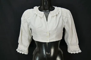 Gr.38 Dirndlbluse weiß Bluse für Dirndl Baumwolle mit Häkelspitze B10570 - Bild 1 von 4