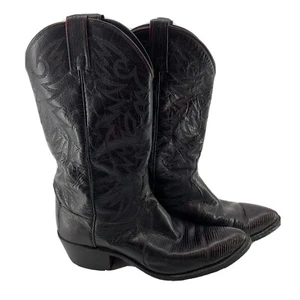 Dan Post El Paso Black Leather Men's Western Cowboy Boots Size 9.5 D Pointed Toe - Picture 1 of 11