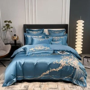 Luxury European style palace gold embroidered bedding set 60% cotton bedding - Foto 1 di 27