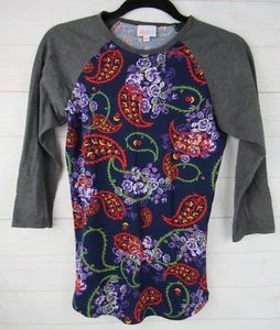 Camisa relajada LuLaRoe Randy para mujer manga 3/4 multicolor con mangas grises 2XS - Imagen 1 de 3