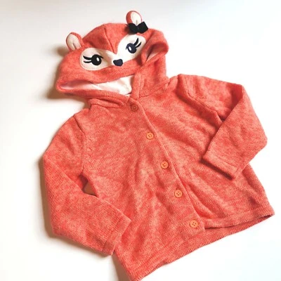 Gymboree 3T Fairy Tale Forest Hooded Fox Cardigan Sweater Orange NWT - Image 1 of 4