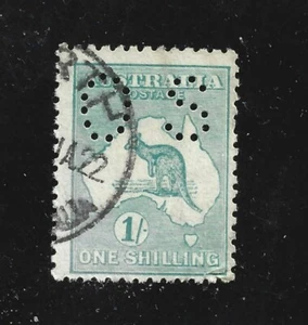 Australia Kangaroo 1/- Green 3rd Watermark Perf OS Fine Used - Picture 1 of 2
