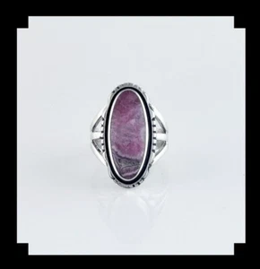Anillo artesanal de ley y rodocrosita talla 7 - Imagen 1 de 6