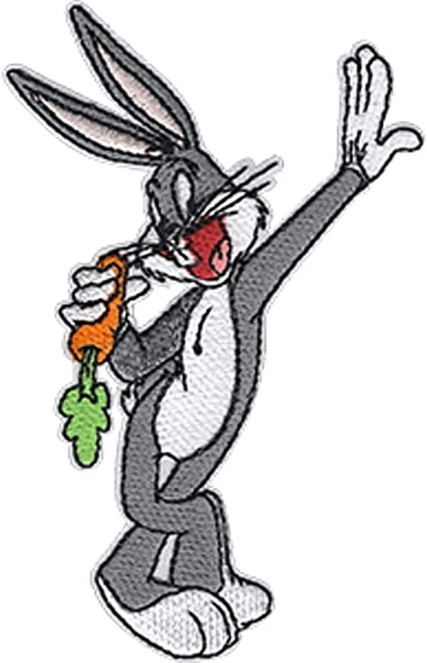 Looney Tunes Bugs Bunny Eating Carrot Character Figure Embroidered Iron on Patch