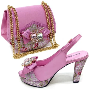 Womens Thick Heels High Heels Fish Mouth Sandals Irregular Handbag Rhinestone - Picture 1 of 20