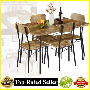 5Pcs small Brown Dining Table Set Dinette with Chairs for Kitchen Breakfast Nook - Picture 1 of 8