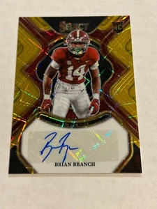 2023 SELECT DRAFT BRIAN BRANCH 22/25 GOLD LAZER PRIZM ROOKIE AUTO ALABAMA LIONS - Picture 1 of 2