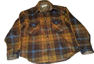Vintage 60's 70's Woolshire Flannel Plaid Wool Shirt Size Small - Picture 1 of 3
