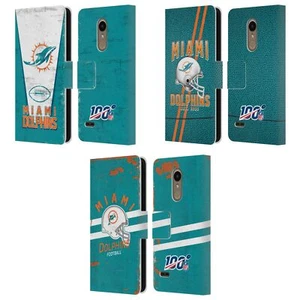 FUNDA BILLETERA OFICIAL DE CUERO CON LOGOTIPO ARTÍSTICO DE LOS DELFINES MIAMI DE LA NFL PARA TELÉFONOS LG 1 - Imagen 1 de 7