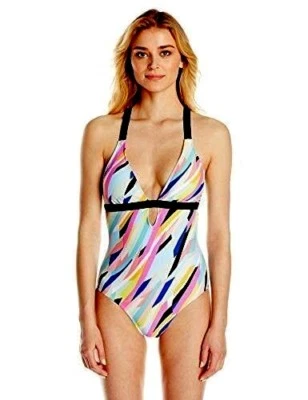 Traje de baño Athena Multi Rio profundo cuello en V espalda cruzada maillot 1 pieza talla 10 nuevo con etiquetas $99 Foto 1 de 4