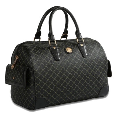 Rioni Signatur Black STB-20015 Bowler Boston Bag Canvas Leather Handbag Shoulder - Image 1 of 3