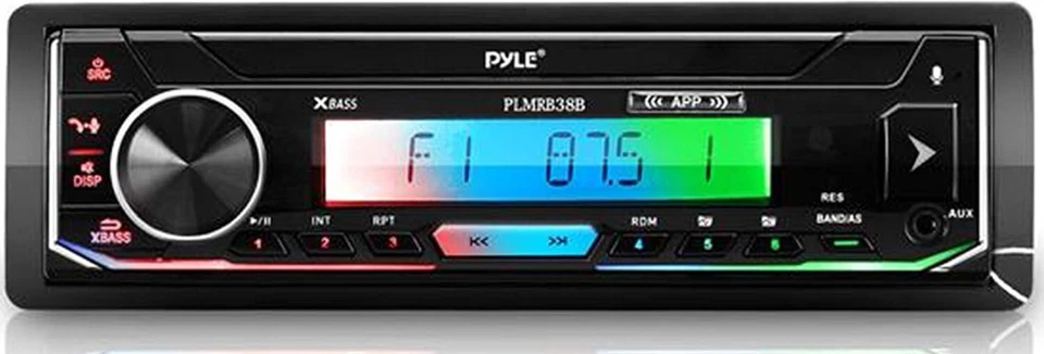Pyle Bluetooth Marine Receiver Stereo Radio Single DIN Boat Head Unit PLMRB38B - Image 1 of 4