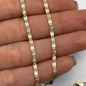 14K Tri-Color Gold 2mm Diamond-Cut Valentino Chain (Solid Links) 16"-20" - Picture 1 of 8