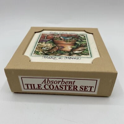 Juego de 4 posavasos de azulejos Highland Graphics de colección solo el amor puede hacer un hogar Foto 1 de 4