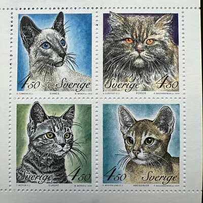 Folleto completo de estampillas suecas Katter 1994 - Gatos Foto 1 de 4