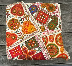 Indian Suzani Applique Ethnic Vintage Cushion Covers 16" Elephant Mirror Mandala - Picture 1 of 12