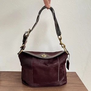 VGUC Authentic COACH Chelsea Calf Pony Hair Satchel Burgundy Wine 10149 - Picture 1 of 22