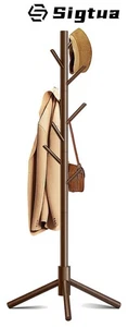 Sigtua Wooden Coat Rack, Free Standing Coat Rack with 8 Hooks - Picture 1 of 4