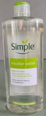Água de limpeza micelar simples 400 ml 13,5 oz validade 01/2028 - Imagem 1 de 3