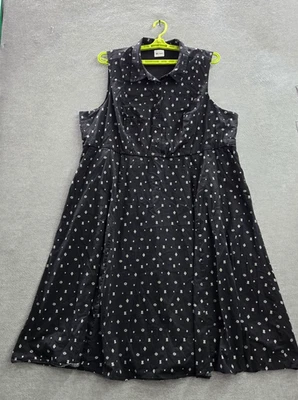 Torrid женщин платье 3 черный геометрический Midi поплин рубашка кнопка без рукавов - Изображение 1 из 4