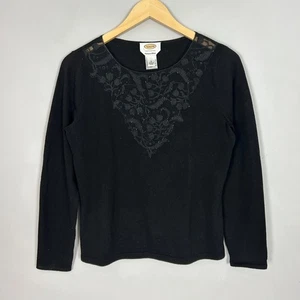 Vintage Talbots Beaded Sweater Black Silk Cashmere Women's Size Small - Picture 1 of 4