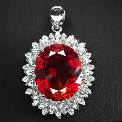 Colgantes brillantes de oro rosa de plata de ley 925 de 49,80 quilates con zafiro naranja al atardecer Foto 1 de 4