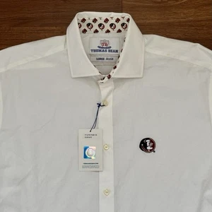 FSU Florida State Seminoles White Dress Shirt Large Old Logo Flip Cuffs NWT - Picture 1 of 9