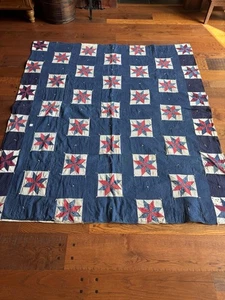 Antique Hand Stitched Quilt 68” X 79” - Bild 1 von 21
