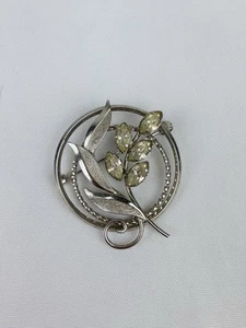 Vintage Star Art Sterling Silver Marquise Rhinestones Floral Art Deco Brooch Pin - Picture 1 of 6