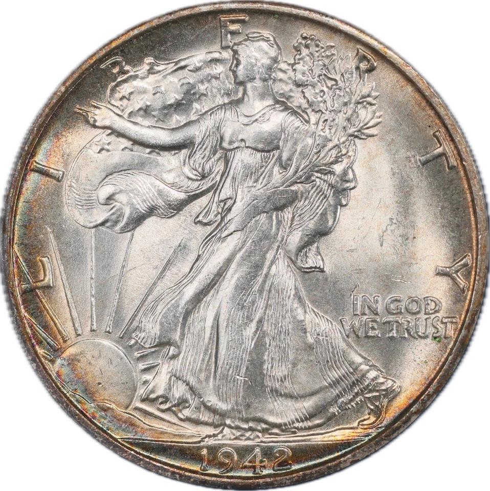 1942-S 50C MS65 Walking Liberty Half Dollar - NGC MS65 - Rim Toned - Image 1 of 4