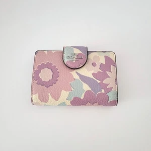 Coach CBO31 Medium Corner Zip Wallet Floral Print Geldbörse Bifold Ivory Multi - Bild 1 von 7