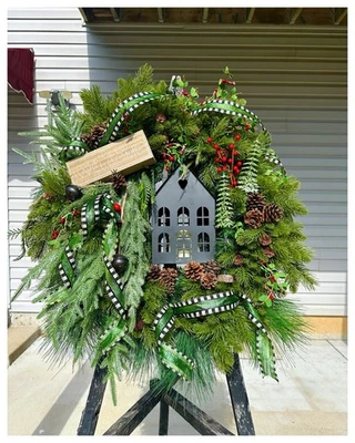 Corona Prem Iluminada Granja Otoño Acción de Gracias Navidad 30"L Puerta Corona Venta Foto 1 de 4