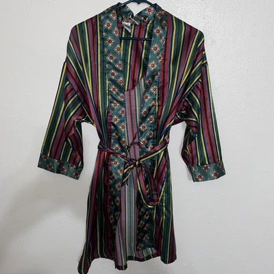 Bata larga vintage Vanity Fair Five to Nine para mujer (S) clásica a rayas Madmen Heff Foto 1 de 4