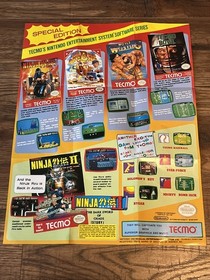 Original NES Nintendo Poster Insert - Tecmo Bowl Ninja Gaiden Bad News Baseball