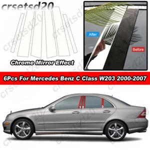 6Pcs Chrome PC Material Pillar Post Cover Trim For Benz C Class W203 2000-2007 - Bild 1 von 10