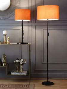 Floor and Table Lamp Combo Metal Base with Orange Color Shade for Home Décor - Picture 1 of 9